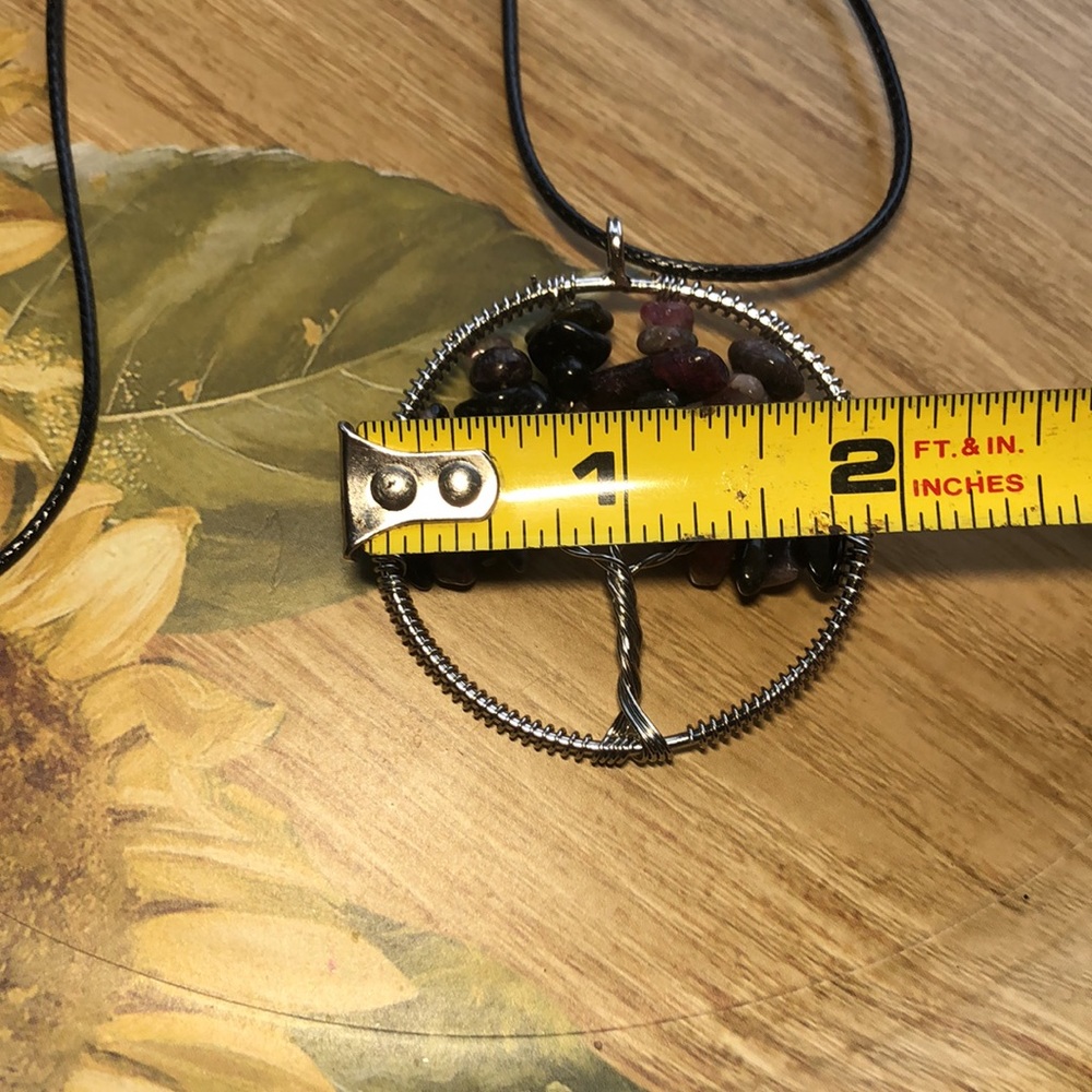 Tree of Life Gemstone Pendant rhodonite chip gemstone necklace - Picture 5 of 5